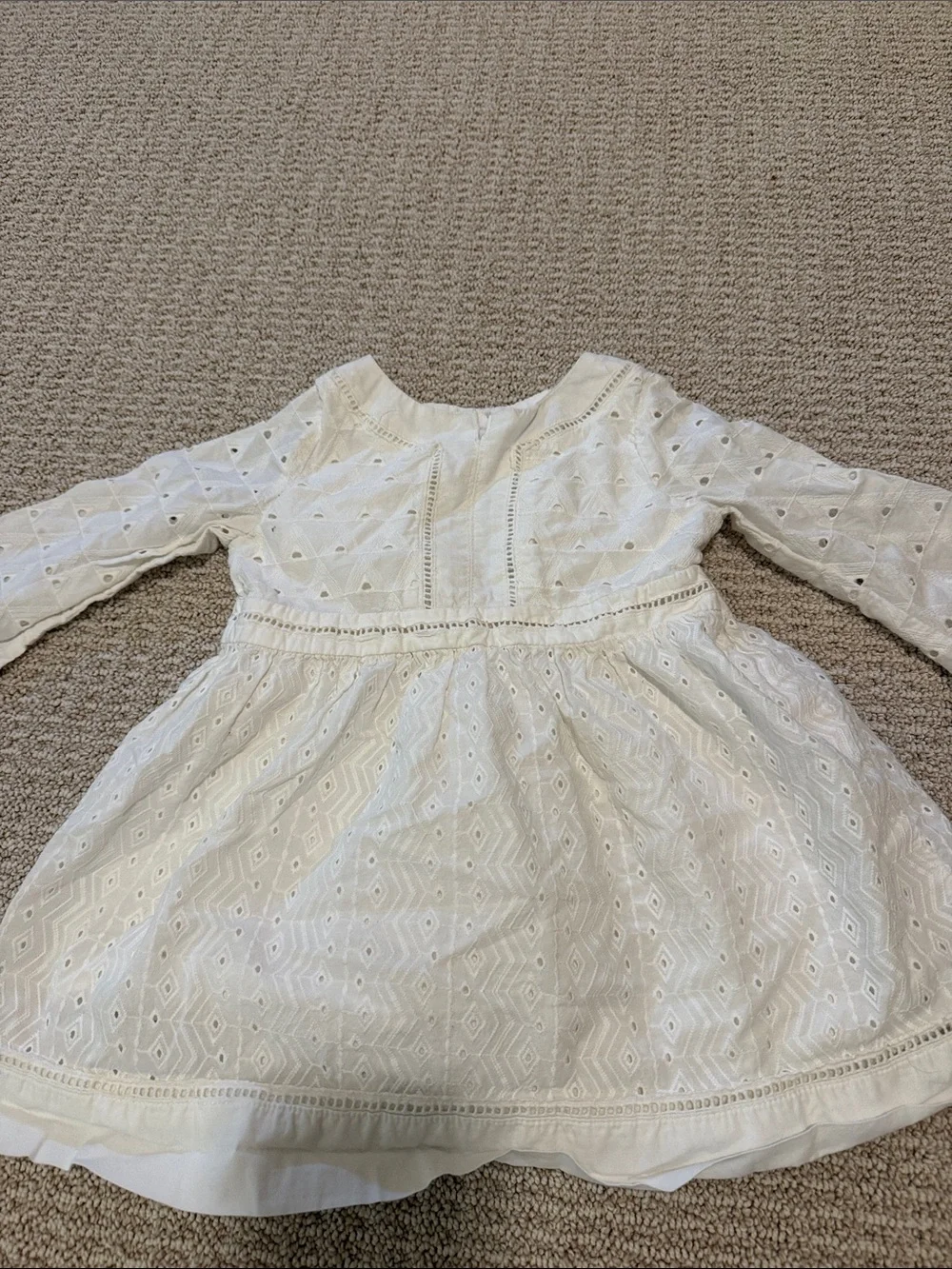 OshKosh B'gosh White Eyelet Long-Sleeve Kids Dress
